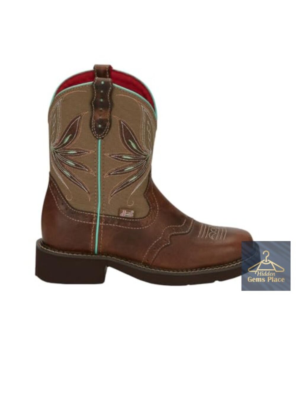 Women's Square Toe Western Boots, Pull-On Ankle Boots with J-Flex Insole &